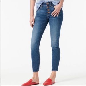 J. Crew 9" High Rise Toothpick Jeans EUC Button Fly